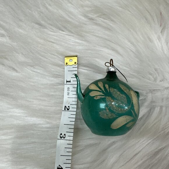 Vintage Blue Mercury Glass Stenciled Flower Pot Teapot Poland - Picture 4 of 6